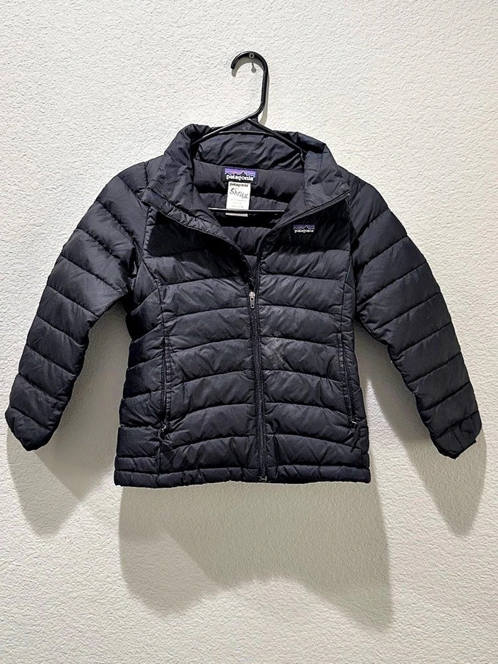 Patagonia Girls' Down Sweater Black Puffer Jacket Size XL